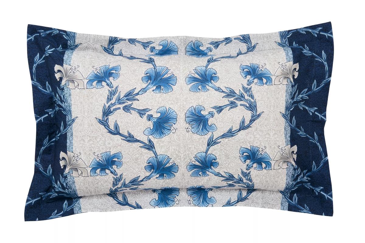 Morris & Co & V&A Scrolling Carnation Indigo & Ivory Duvet Set