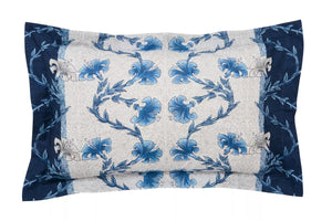 Morris & Co & V&A Scrolling Carnation Indigo & Ivory Duvet Set