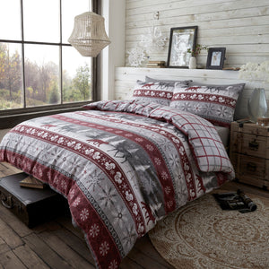 Portfolio Home Warm Alaska Burgundy 100% Brushed Cotton Duvet Set