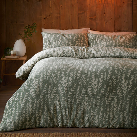 Fusion Bedding Winter Foliage Green 100% Fleece Duvet Set