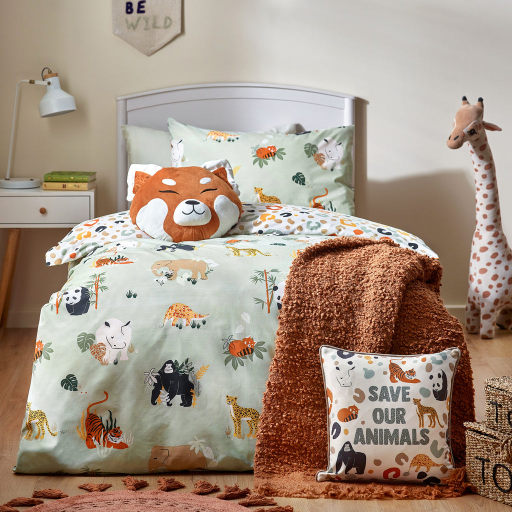 Woodland Dunelm Childrens Duvet Sets Safari Natural 100% Cotton