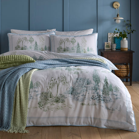 Appletree Willow Tree Scene Blue Duvet Set