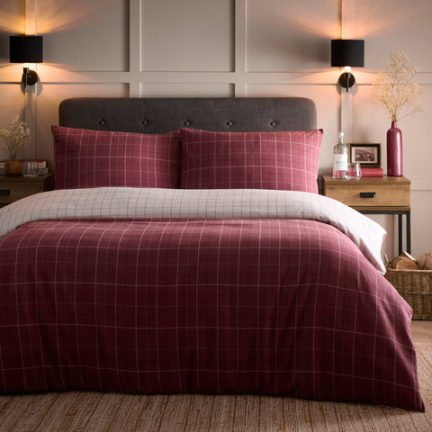 Dreams N Drapes Wynn Burgundy 100% BCI Brushed Cotton Duvet Set