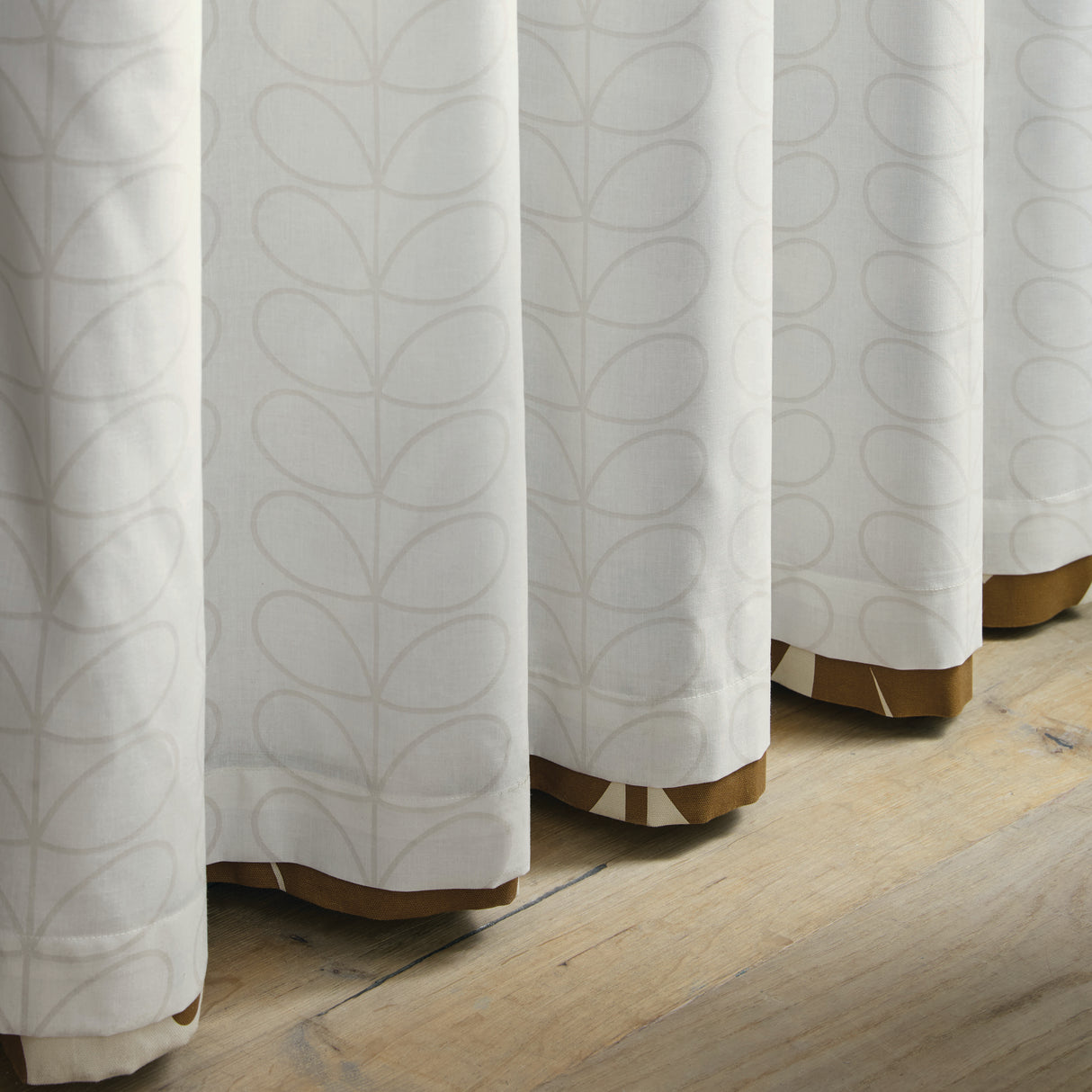 Orla Kiely Wildflower Coffee Lined Eyelet Curtains