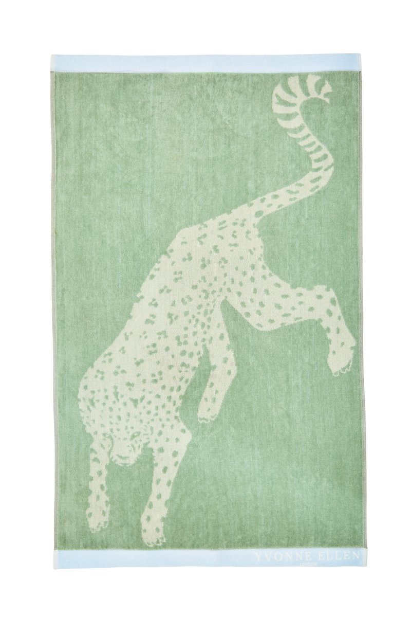 Yvonne Allen Leopard Fresh Sage 100% Cotton 550gsm Towels