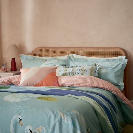 Yvonne Allen Sister Swans Aqua Duvet Set