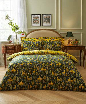 Joe Browns ZB255 Whimsy Woodland 100% Brushed Cotton Green Duvet Set