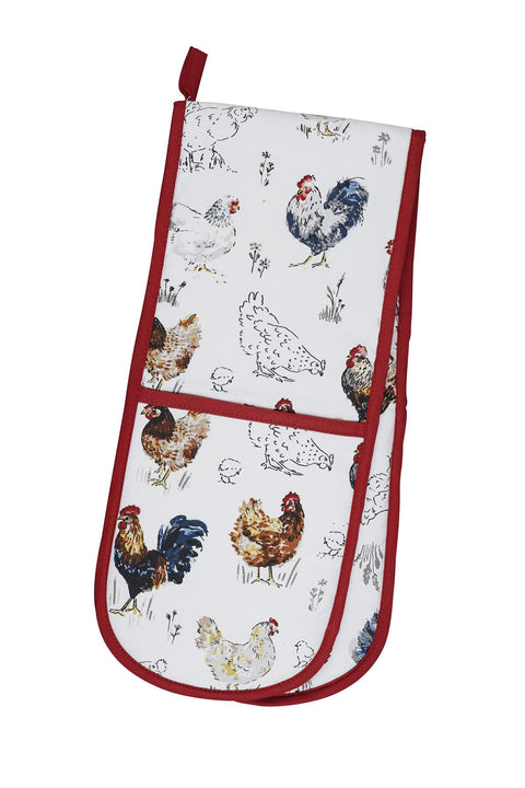 Ulster Weavers Farm Birds Red Double Oven Glove