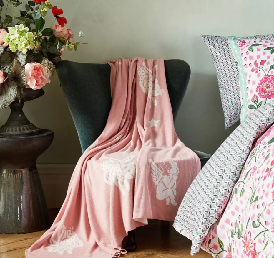 Cath Kidston Flying Pigs Pink 125cm x 150cm Throw Charmed Interiors