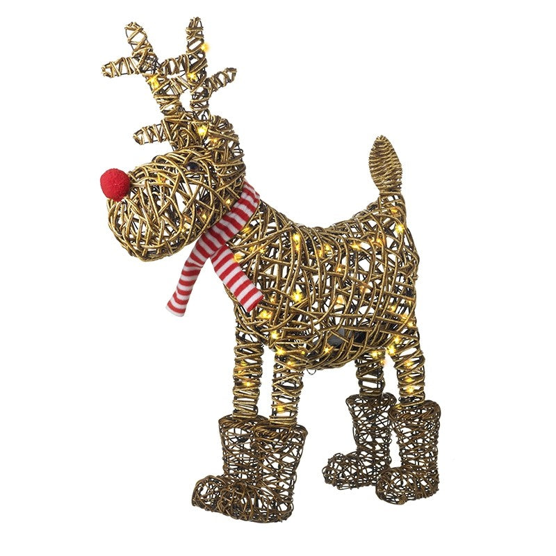 Heaven Sends GWW056B Light Up Rattan Reindeer in Boots