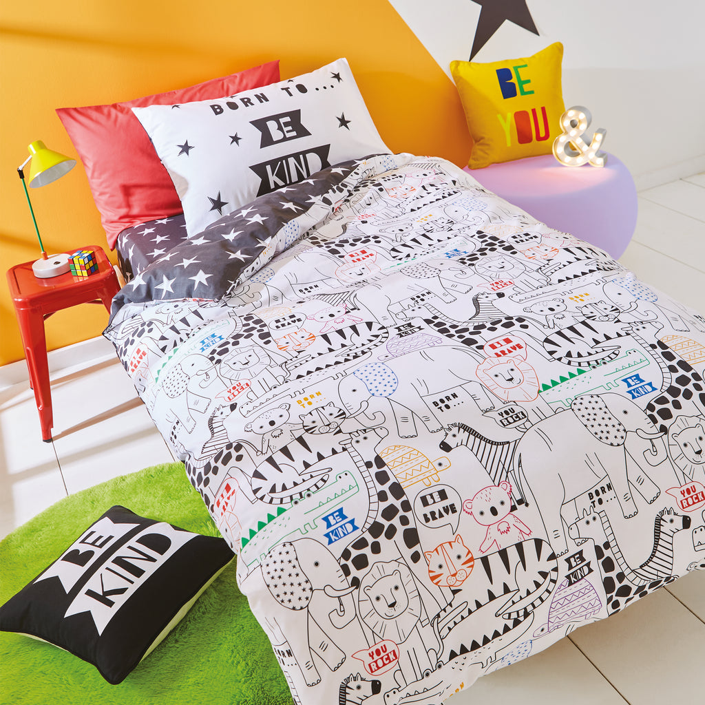 Born To Be Kind White Bedding