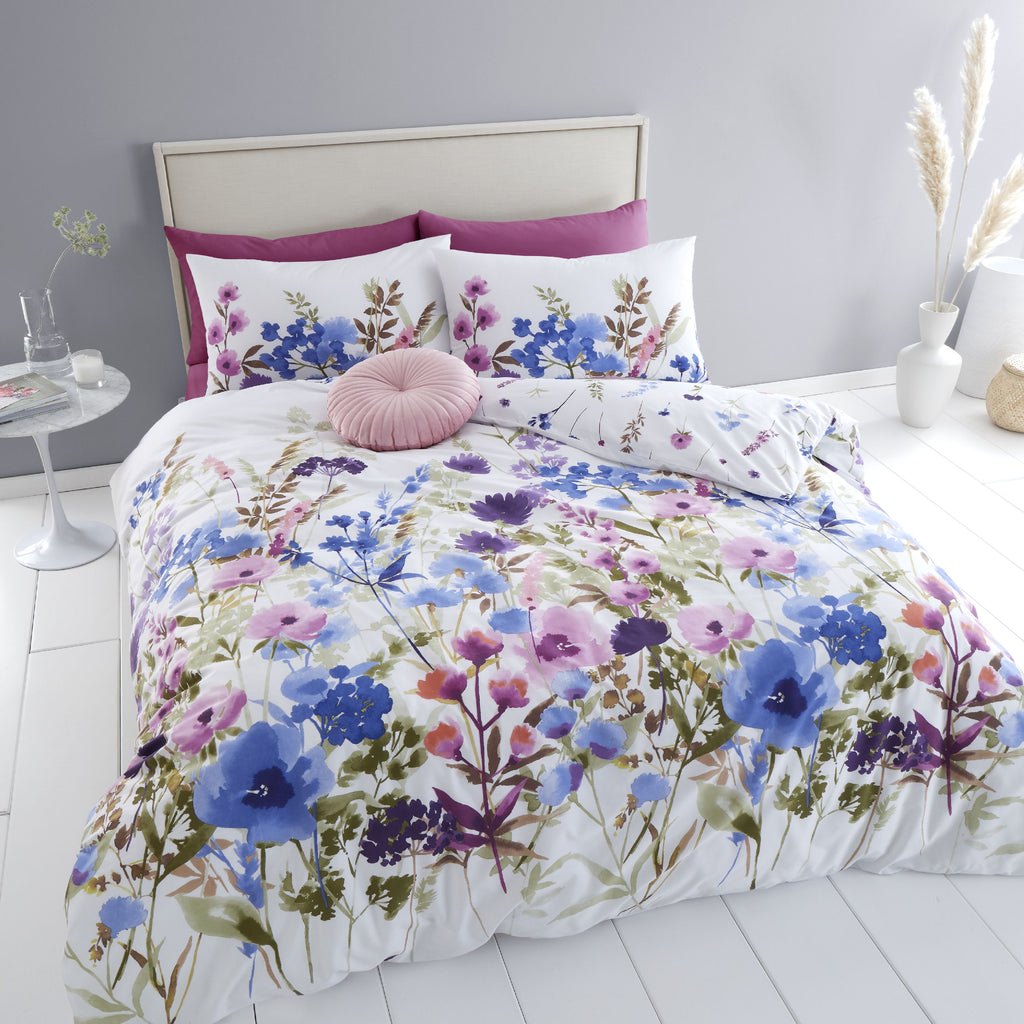 Catherine Lansfield Countryside Floral Blue/Pink Bedding