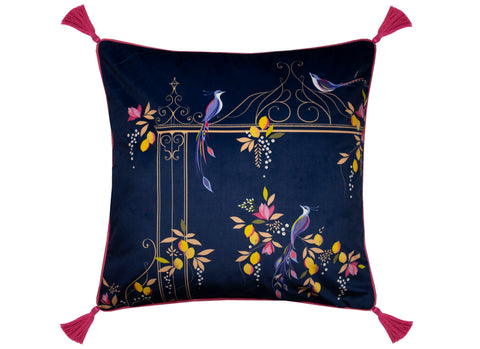 Sara Miller Bird & Gate Navy 50cm x 50cm Feather Filled Cushion