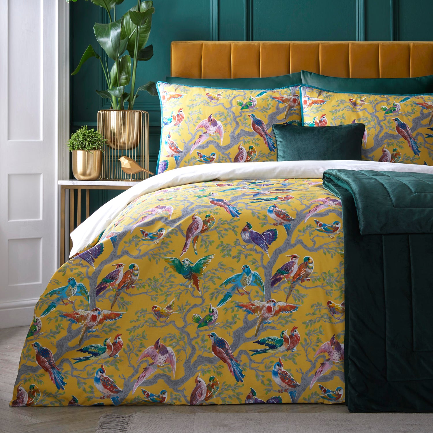 Laurence Llewelyn Bowen Birdity Absurdity Yellow Duvet Set