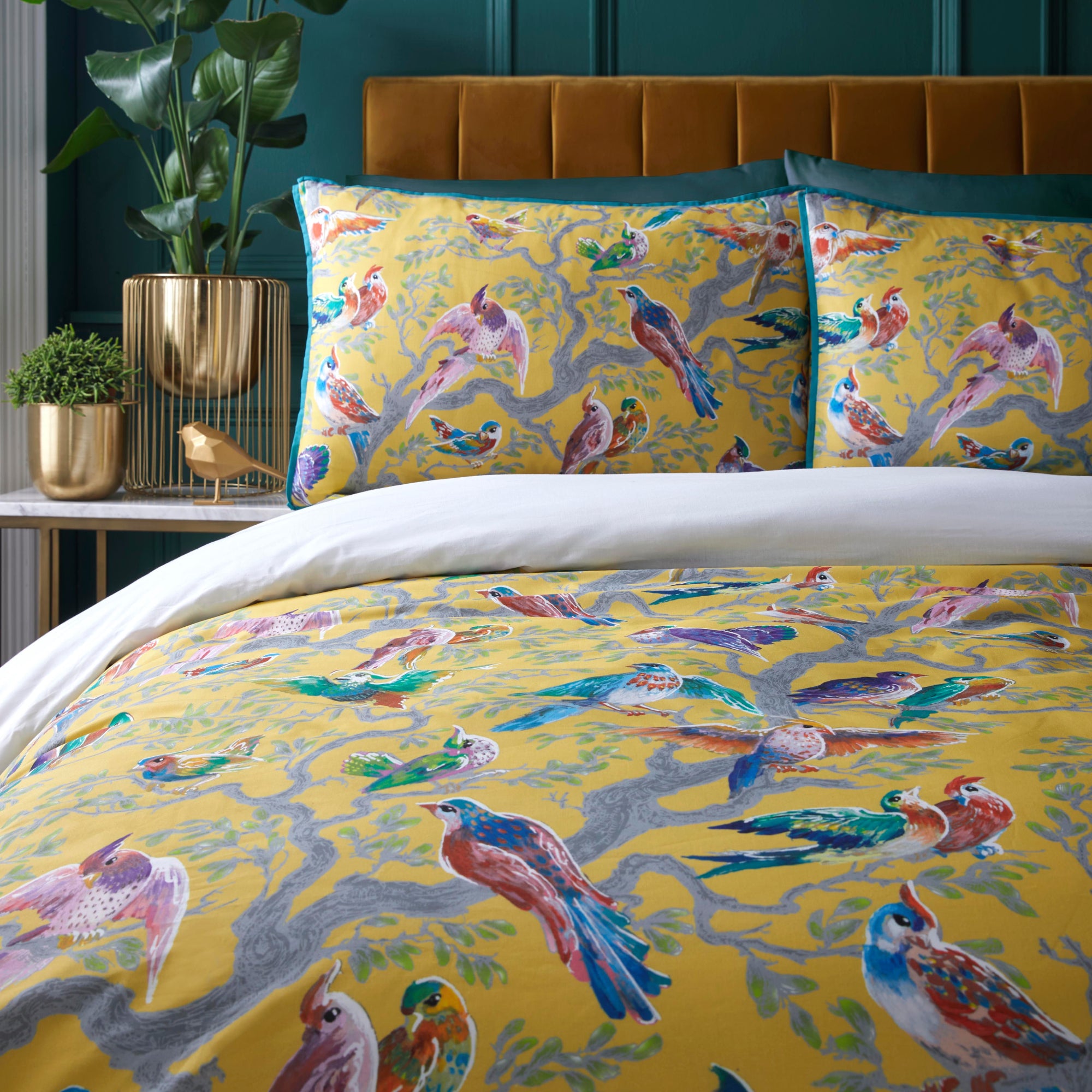 Absurbdity Laurence Llewelyn Bowen Birdity Absurdity Yellow Duvet Set – Charmed ...