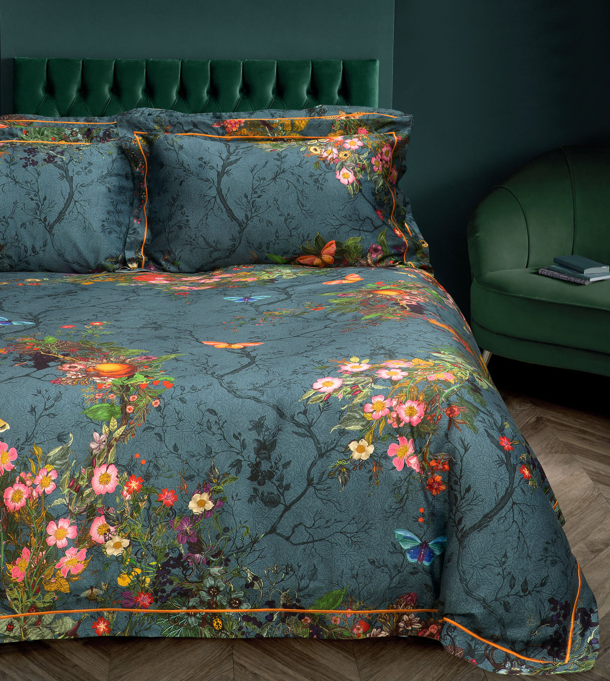 Timorous Beasties Bloomsbury Garden Teal Duvet Set