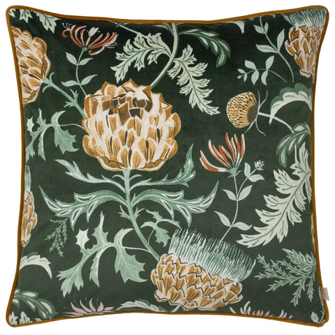 Evans Lichfield Chatsworth Artichoke Velvet Piped 50cm x 50cm Cushion