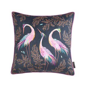 Sara Miller Dancing Cranes Midnight 50cm x 50cm Feather Filled Cushion