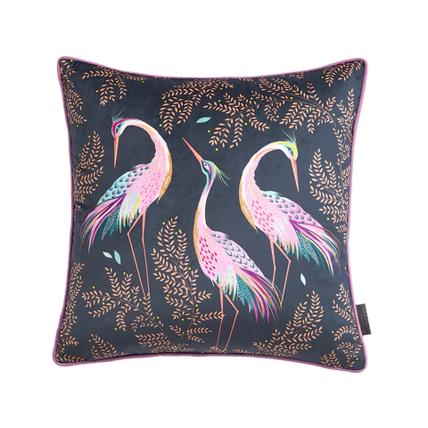 Sara Miller Dancing Cranes Midnight 50cm x 50cm Feather Filled Cushion
