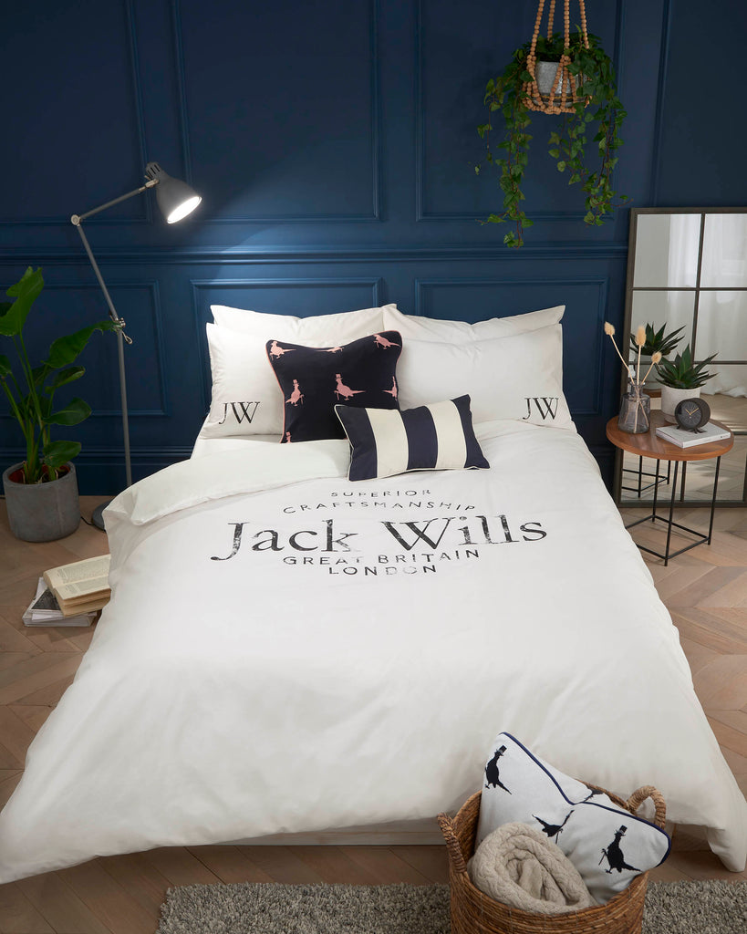 Jack Wills Distressed Logo Vintage White Quilt Set