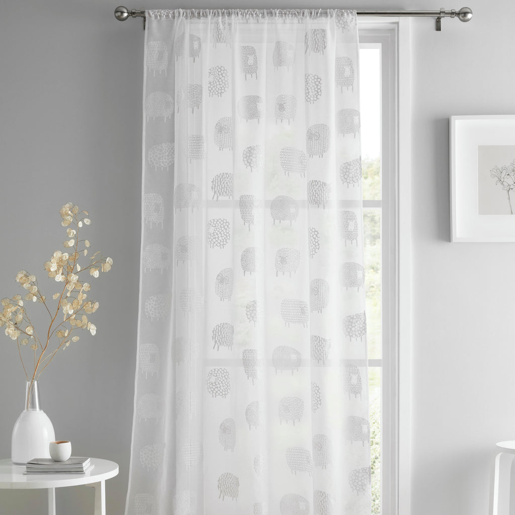 Fusion Dotty Sheep White Voile Panel