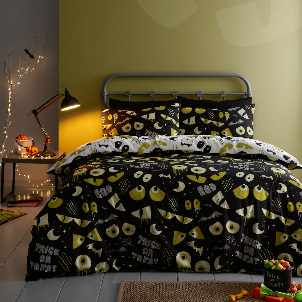 Bedlam Halloween Trick or Treat Glow Black Bedding