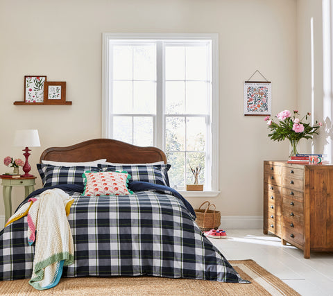 Joules Daylesford Check French Navy Bedding
