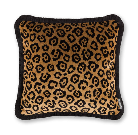 Paloma Faith Home Luxe Velvet Leopard Old Gold 43cm x 43cm Filled Cushion