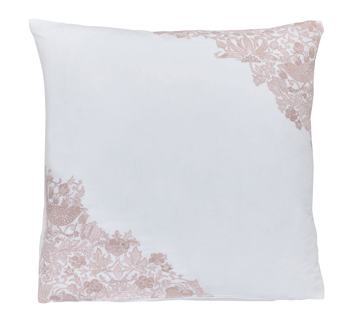 Morris & Co Strawberry Thief/Severne Cochineal Pink Embroidered Large 65cm x 65cm Pillowcase