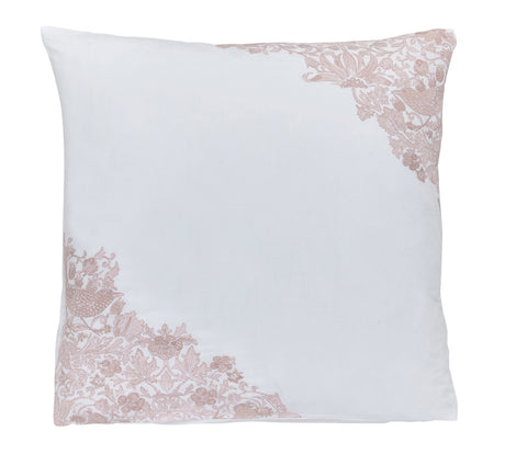 Morris & Co Strawberry Thief/Severne Cochineal Pink Embroidered Large 65cm x 65cm Pillowcase