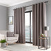 Fusion Prado Grey/Terracotta Eyelet Lined Curtains