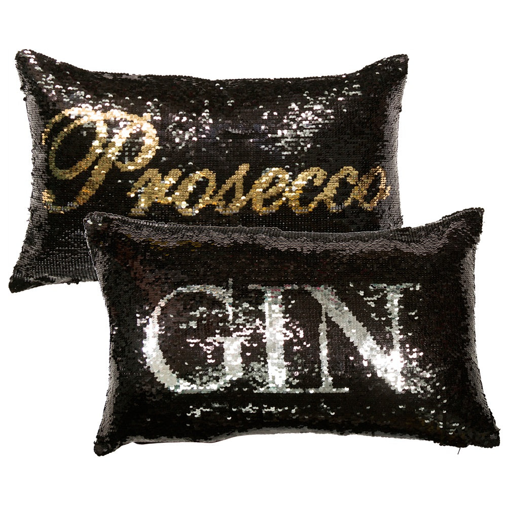 Malini Drinkies Sequin Prosecco/Gin 40cm x 60cm Filled Cushion