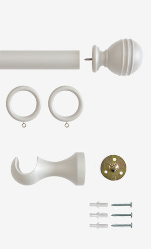 Laura Ashley Wooden Ribbed Ball Curtain Pole (ORDER ONLY)