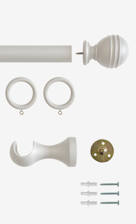 Laura Ashley Wooden Ribbed Ball Curtain Pole (ORDER ONLY)