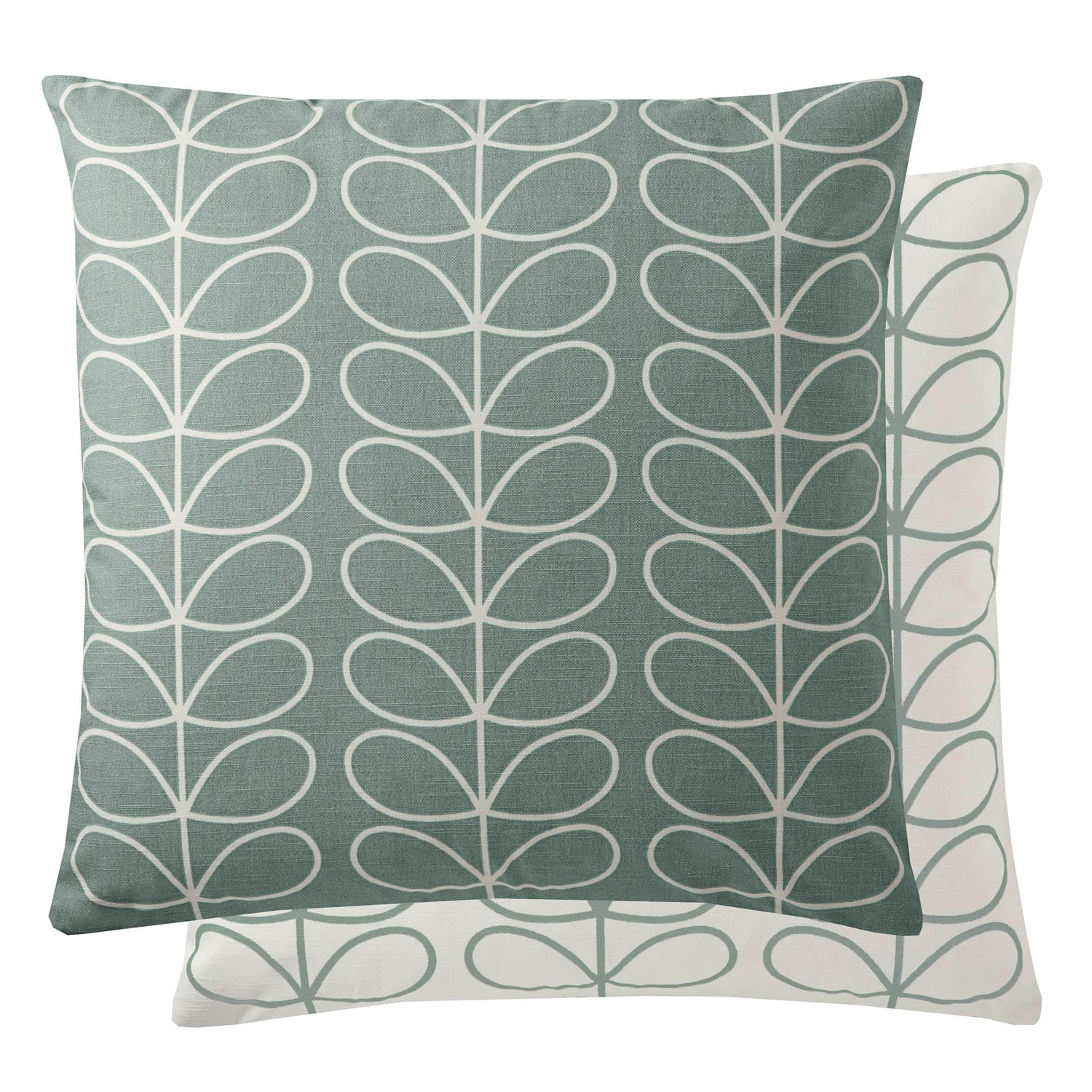 Small Linear Stem Duck Egg 50cm x 50cm Feather Filled Cushion by Orla Kiely