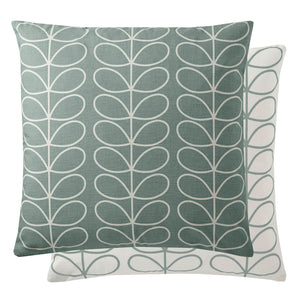 Small Linear Stem Duck Egg 50cm x 50cm Feather Filled Cushion by Orla Kiely