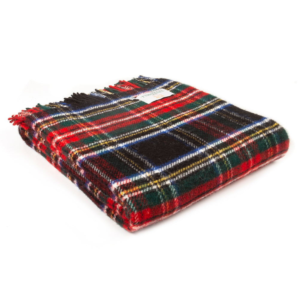 Tweedmill Traditional Pure New Wool Tartan Black Stewart 150cm x 183cm Throw