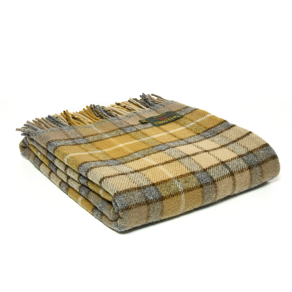 Tweedmill Traditional Pure New Wool Tartan Natural Buchanan 150 x183cm Throw