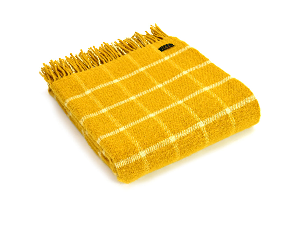 Tweedmill Chequered Check Yellow 150x183cm Throw
