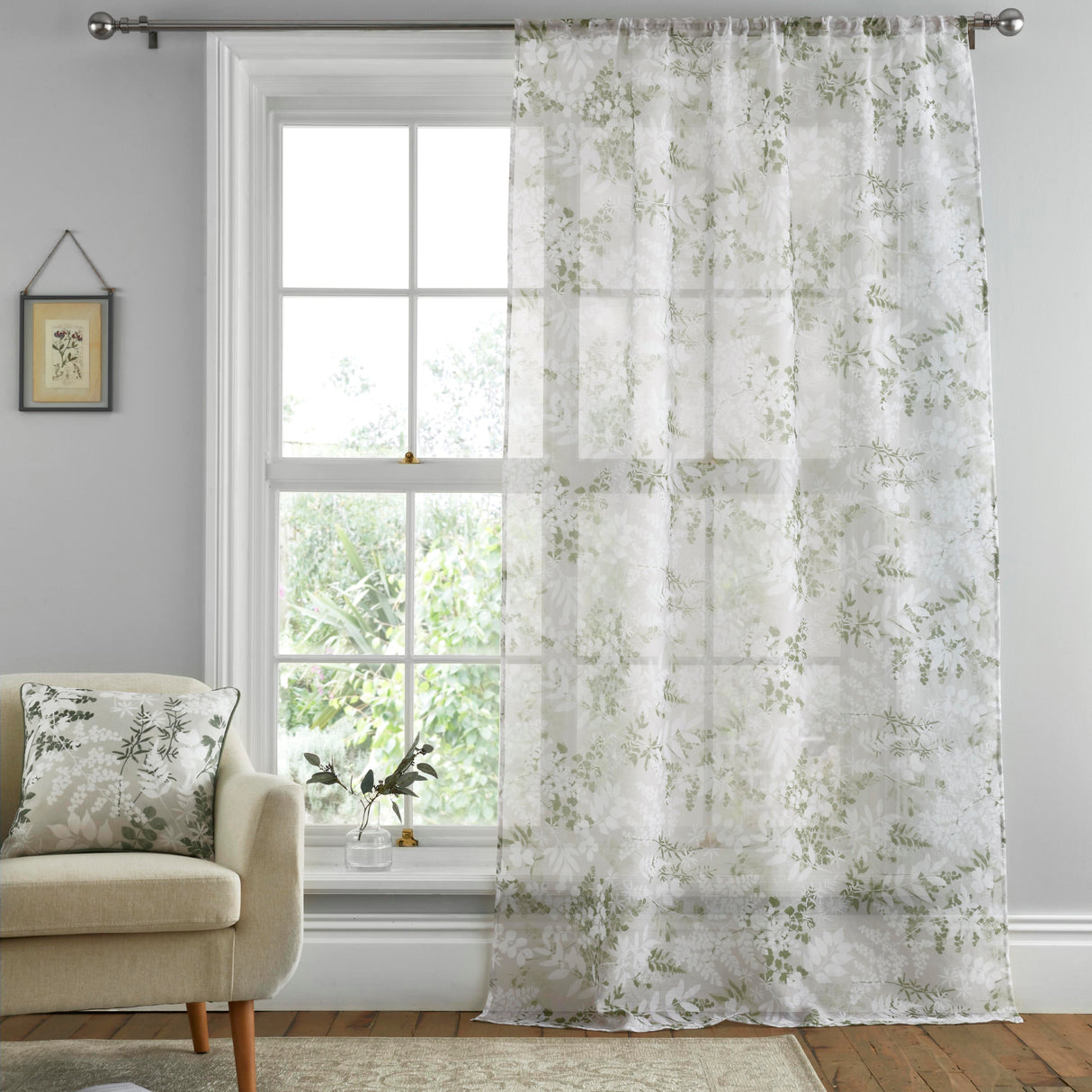 Dreams N Drapes Tiverton Green Voile Panel