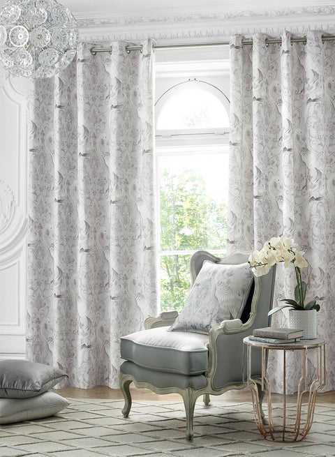 Laura Ashley Tregaron Silver Lined Eyelet Curtains