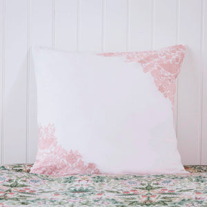 Morris & Co Strawberry Thief/Severne Cochineal Pink Embroidered Large 65cm x 65cm Pillowcase