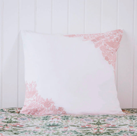 William Morris & Co Strawberry Thief/Severne Cochineal Pink Embroidered Large 65cm x 65cm Pillowcase