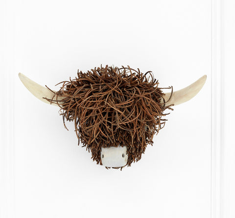 Voyage Maison WS160005 Wooden Sculpture Wall Mounted Highland Cow