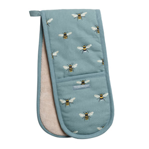 ALL80100 Sophie Allport Bees Teal Double Oven Glove