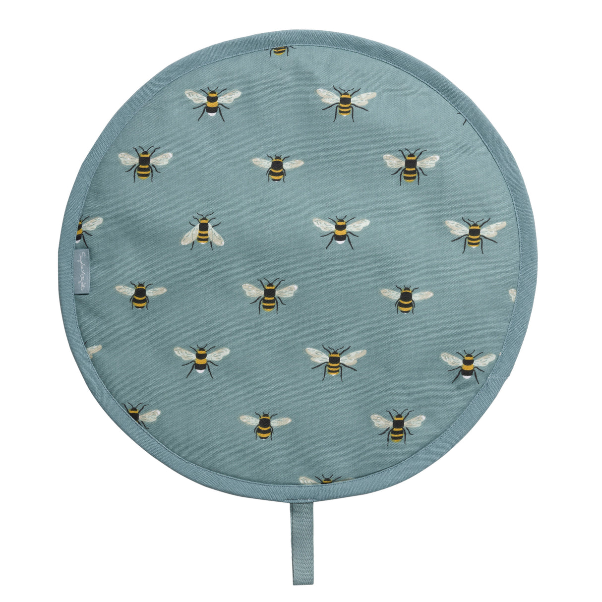 ALL80175 Sophie Allport Bees Teal Circular Hob Cover
