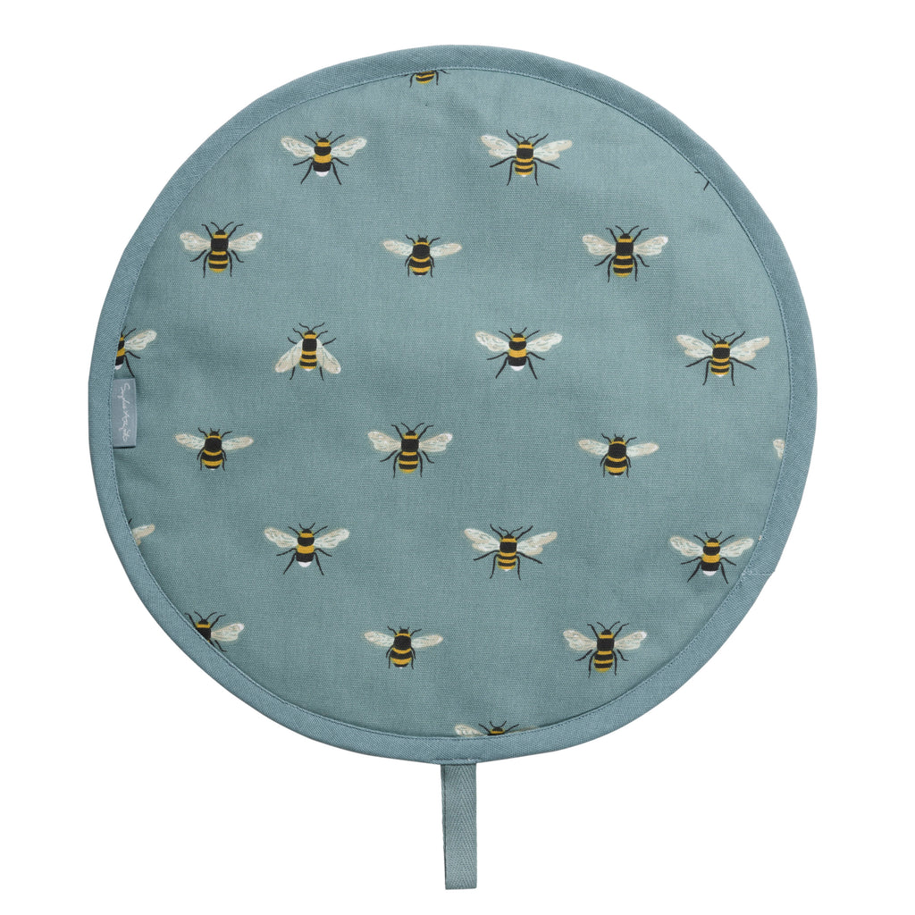ALL80175 Sophie Allport Bees Teal Circular Hob Cover