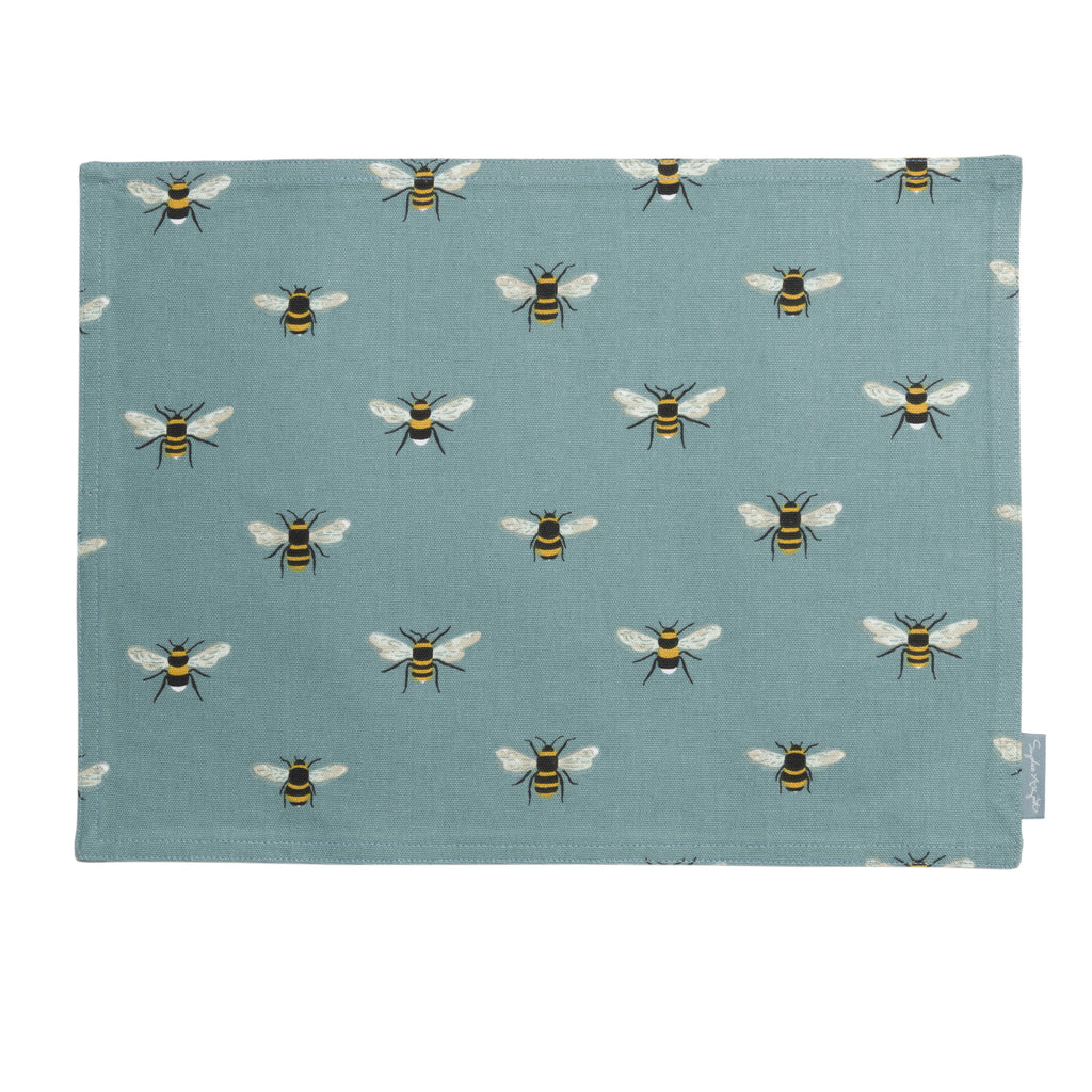 ALL80820 Sophie Allport Bees Teal Fabric Placemat