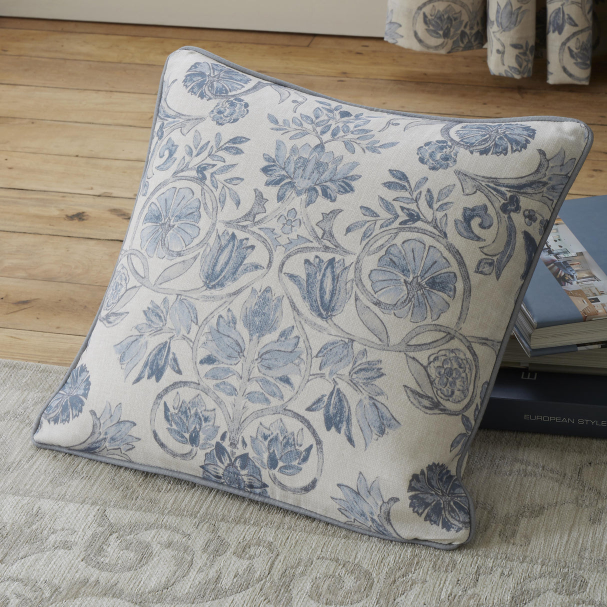 Dreams N Drapes Averie Blue 3" Heading Lined Curtains
