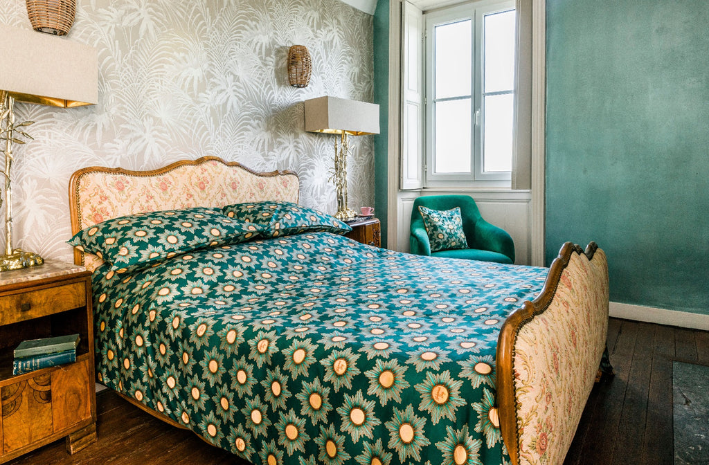 The Chateau Collection Mademoiselle Daisy Cobalt Green Duvet Set by Angel Strawbridge